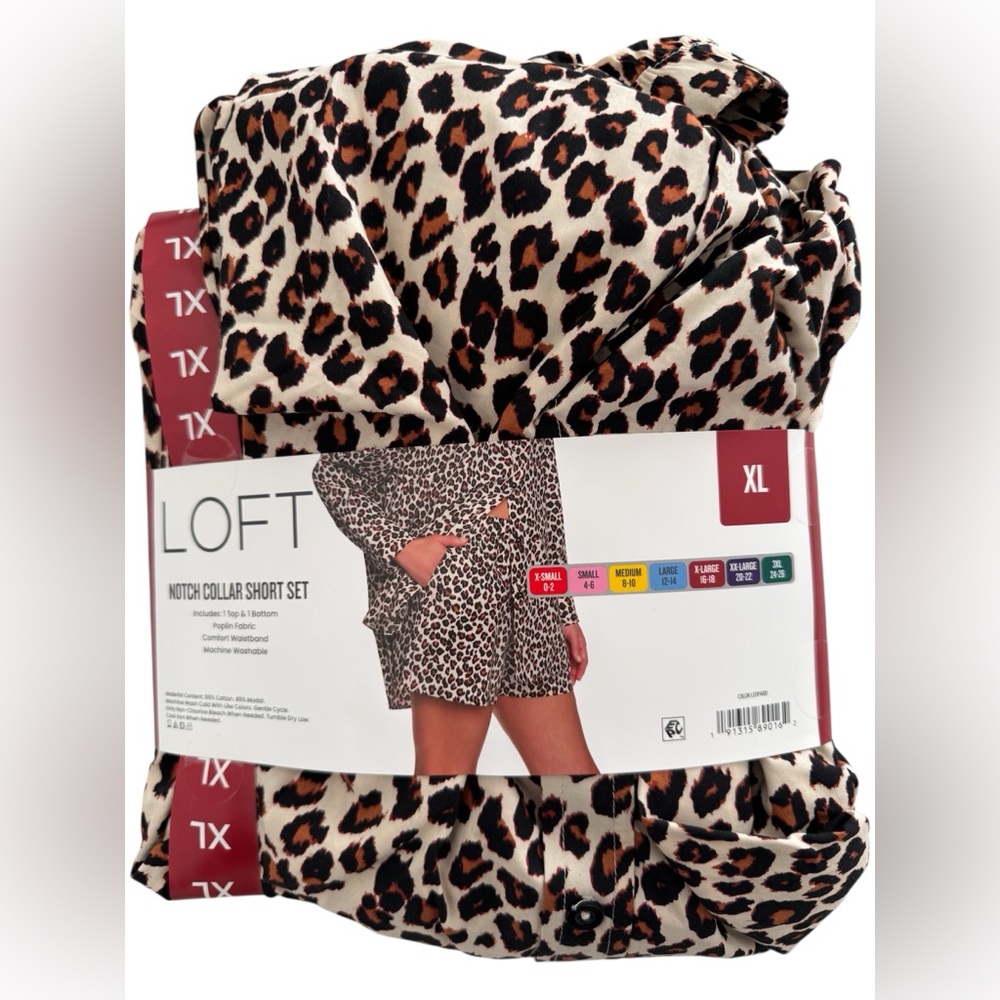 Loft Animal Print Two Piece Pajama Set, Size XL - NIP - Picture 7 of 9